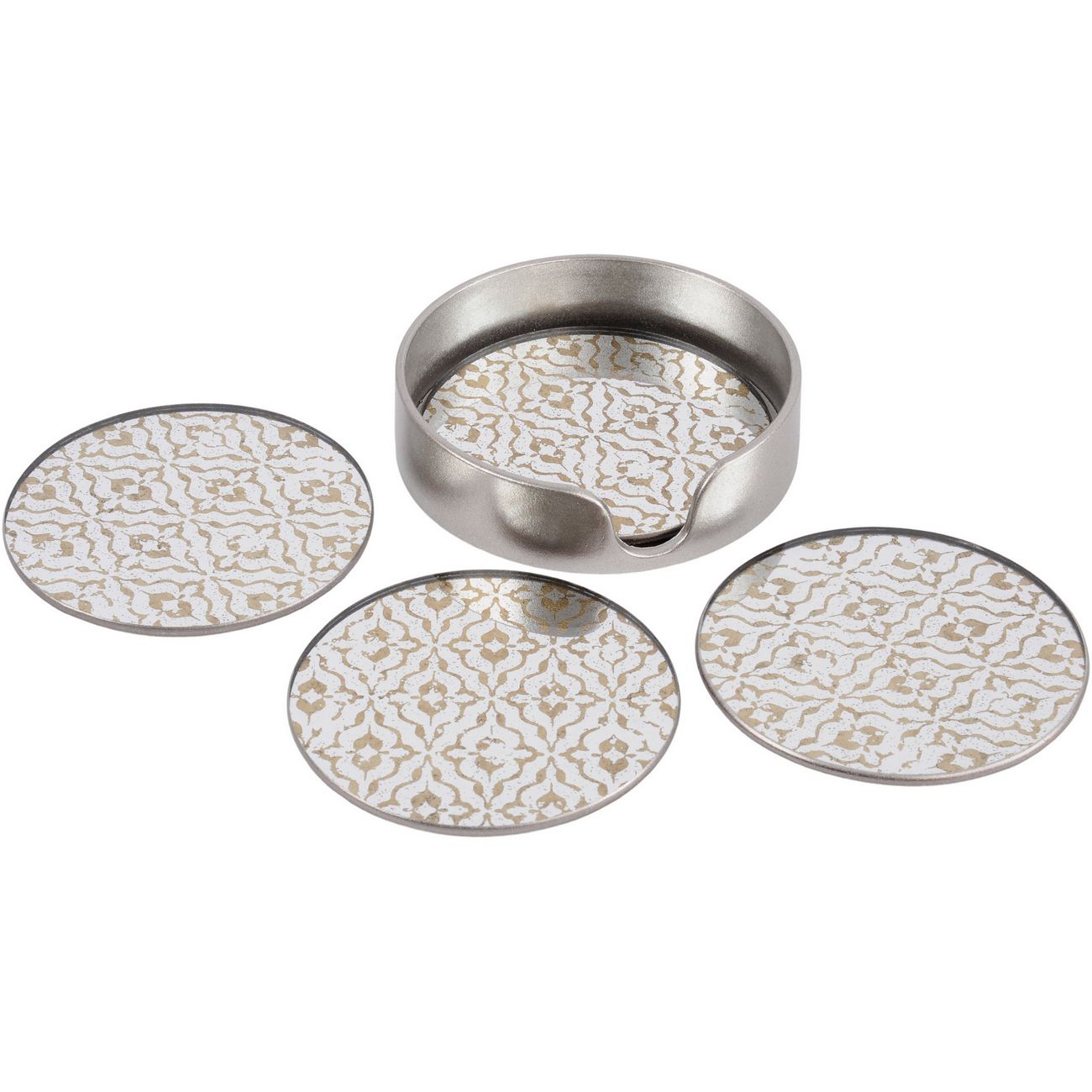 Set of 4 Vienna Antique Gold Diamond Coasters
